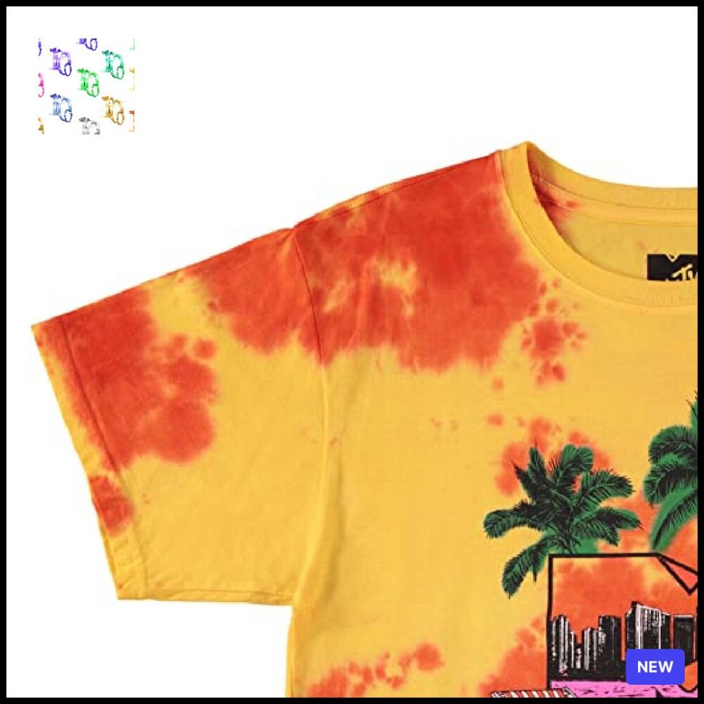 Retro Tie Dye Tee Classic Crew Neck Short Sleeve Vintage Music Style - Picture 4 of 7